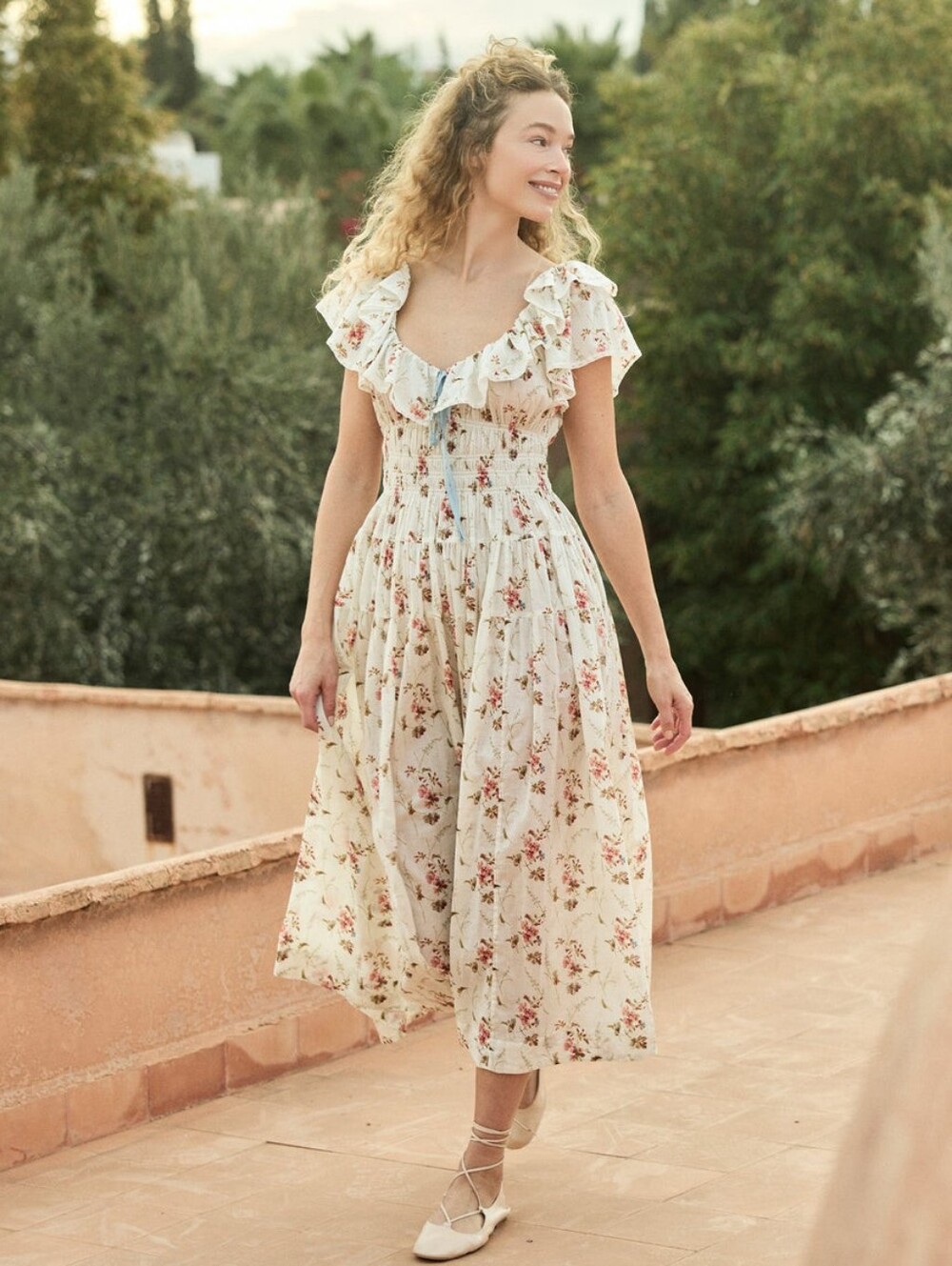 Doen ILLIANA DRESS IN BLANC PRAIRIE ROSE